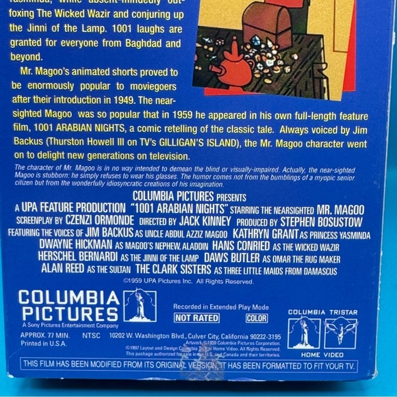 Vintage Mister Magoo 1001 Arabian Nights VHS 1985 Magic Window Tested Sleeve - Picture 4 of 8